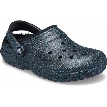 Crocs Classic Glitter Lined Women's Clogs Olive | Australia 0058YXFU